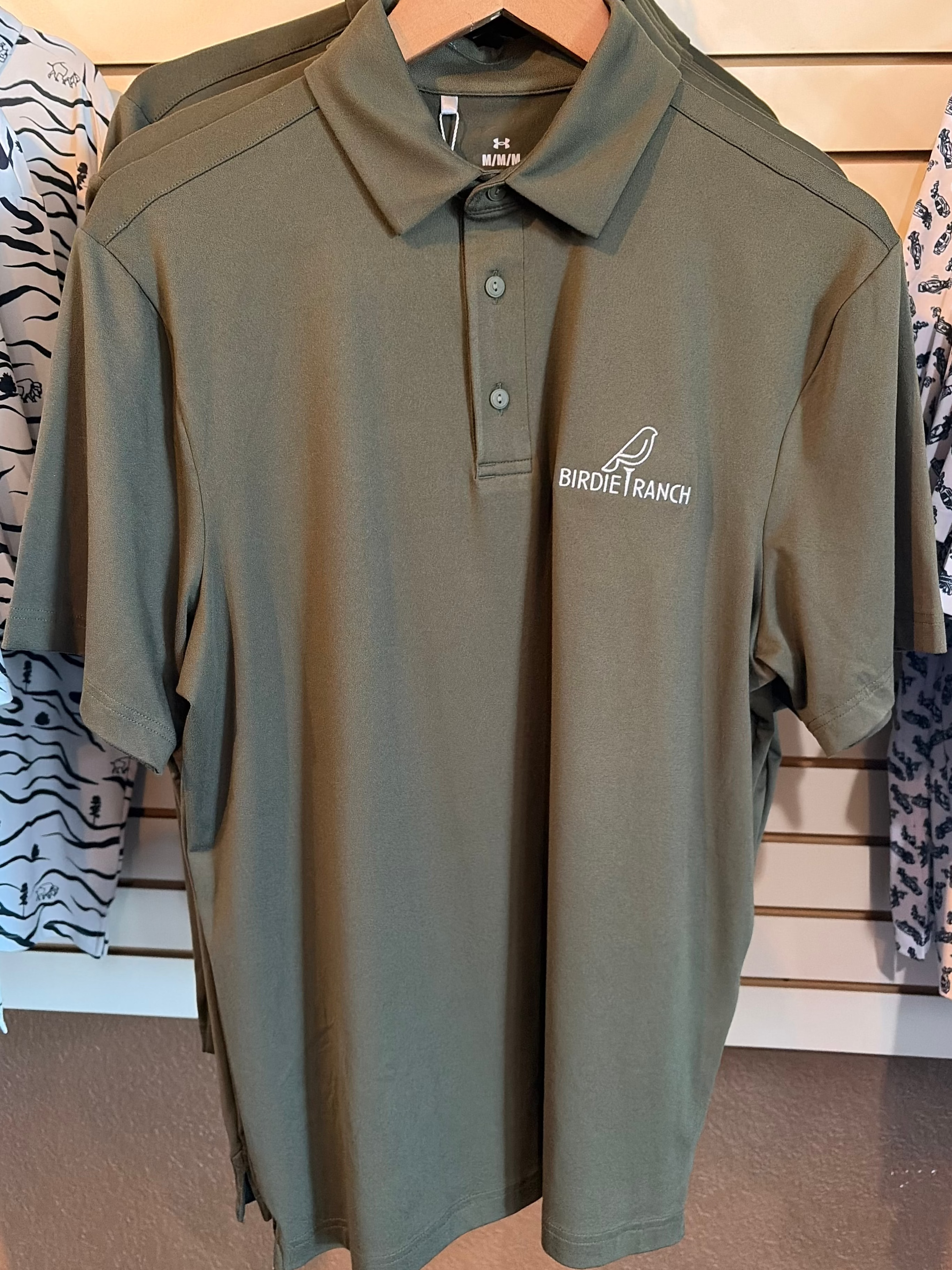 Aura Solid Polo Olive Green- Birdie Logo